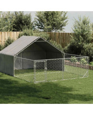 Niche d'extérieur pour chien enclos 5x3x1,9 m acier galvanisé | Mobilier & Déco