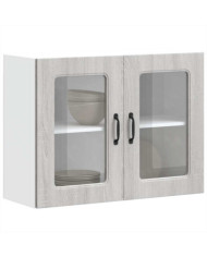 Armoire murale de cuisine et porte en verre Kalmar sonoma gris | Mobilier & Déco