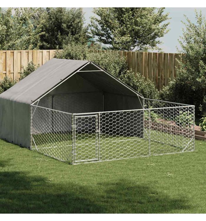 Niche d'extérieur pour chien enclos 4x3x1,9 m acier galvanisé | Mobilier & Déco
