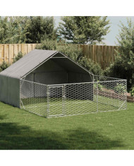 Niche d'extérieur pour chien enclos 4x3x1,9 m acier galvanisé | Mobilier & Déco