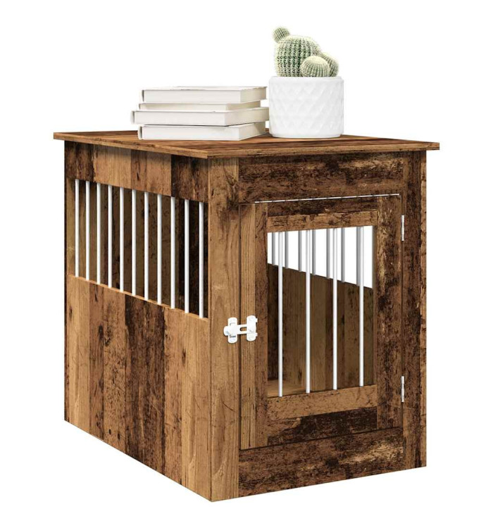 Meuble de cage chiens vieux bois 55x80x68 cm bois d'ingénierie | Mobilier & Déco