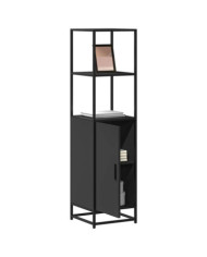 Buffet haut noir 35,5x35x139 cm bois d'ingénierie et métal | Mobilier & Déco