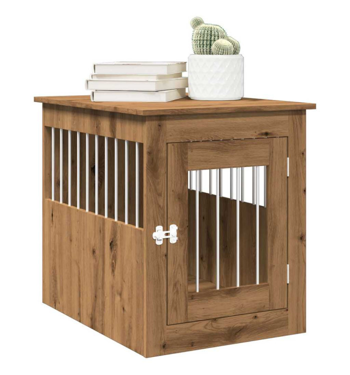 Meuble de cage pour chiens chêne artisanal 55x75x65 cm | Mobilier & Déco