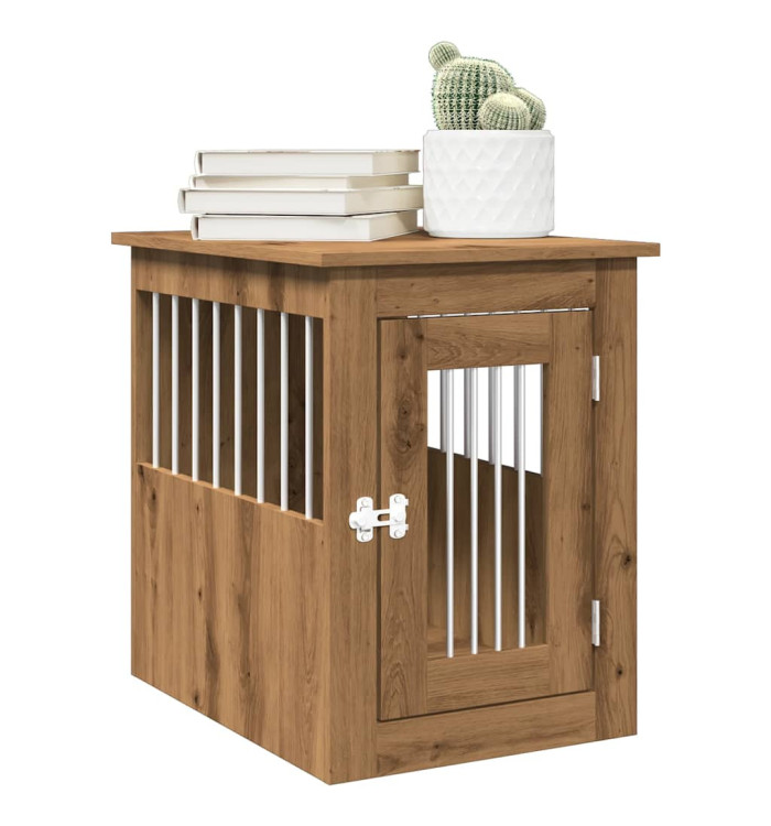 Meuble de cage pour chiens chêne artisanal 45x62x59 cm | Mobilier & Déco
