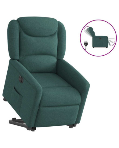 Fauteuil inclinable électrique vert foncé tissu | Mobilier & Déco