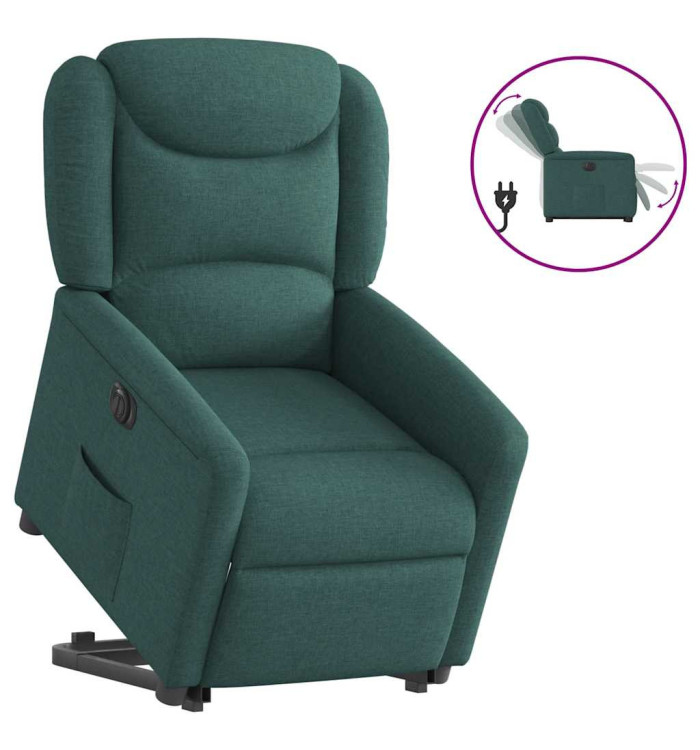 Fauteuil inclinable électrique vert foncé tissu | Mobilier & Déco