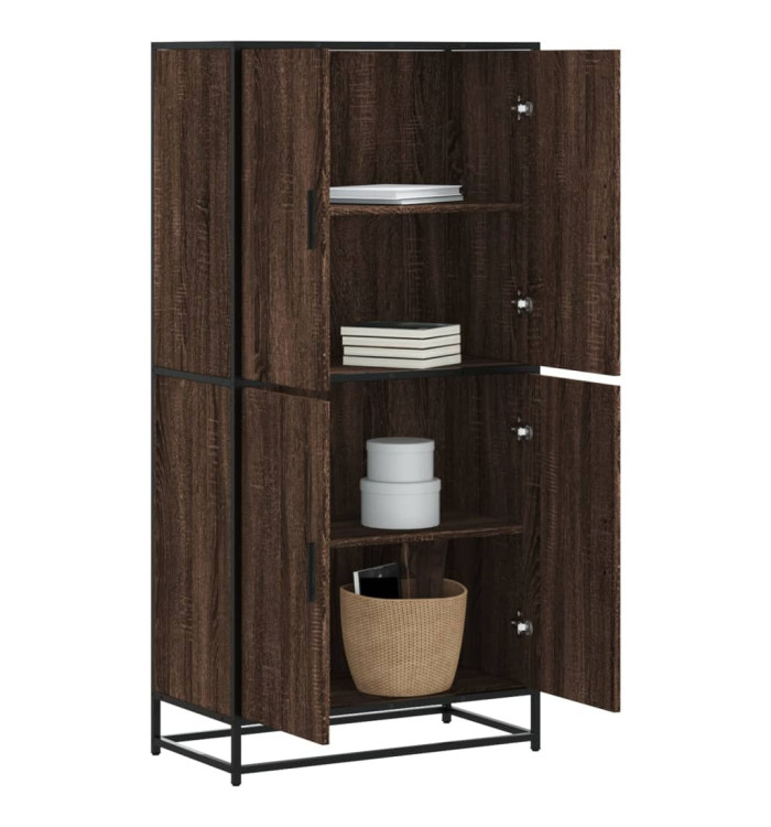 Buffet haut chêne marron 68x35x139 cm bois d'ingénierie | Mobilier & Déco