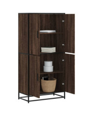 Buffet haut chêne marron 68x35x139 cm bois d'ingénierie | Mobilier & Déco