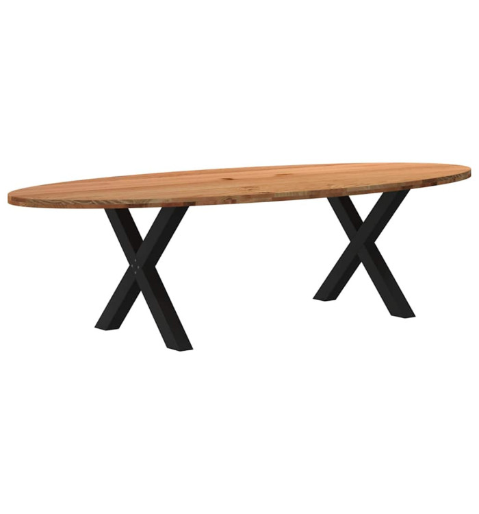 Table à manger marron clair bois de chêne massif ovale | Mobilier & Déco