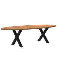 Table à manger marron clair bois de chêne massif ovale | Mobilier & Déco