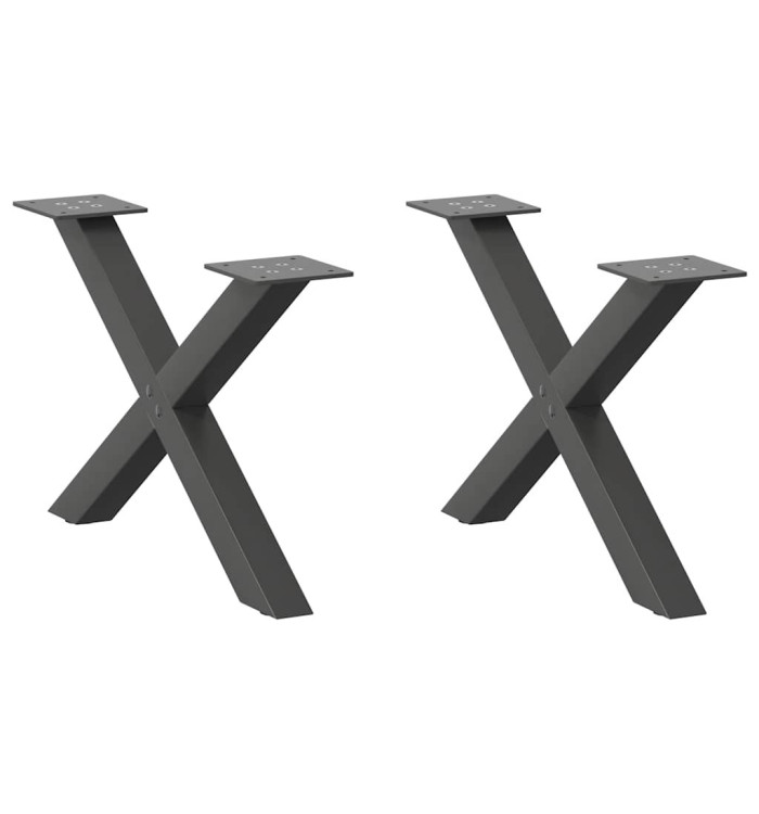 Pieds de table basse en forme de X, 2 pièces, anthracite, 50 x (30-31) cm, acier | Mobilier & Déco