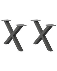 Pieds de table basse en forme de X, 2 pièces, anthracite, 50 x (30-31) cm, acier | Mobilier & Déco