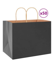 Sacs en papier 50 pcs avec poignées noir 32x22x24 cm | Mobilier & Déco