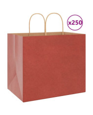 Sacs en papier 250 pcs avec poignées rouge 32x22x28 cm | Mobilier & Déco