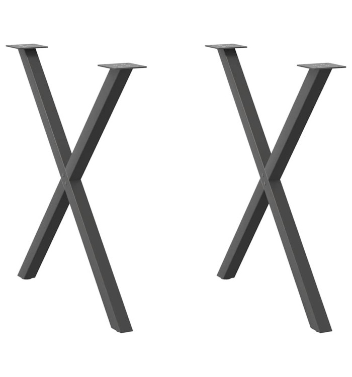 Pieds de table à manger en forme de X, 2 pièces, anthracite, 80 x (72-73) cm, acier | Mobilier & Déco