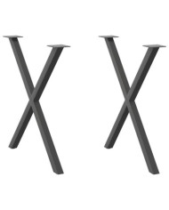 Pieds de table à manger en forme de X, 2 pièces, anthracite, 80 x (72-73) cm, acier | Mobilier & Déco