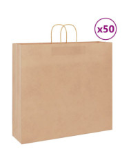 Sacs en papier 50 pcs avec poignées marron 54x15x49 cm | Mobilier & Déco