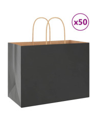 Sacs en papier 50 pcs avec poignées noir 32x17x25 cm | Mobilier & Déco