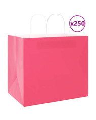 Sacs en papier 250 pcs avec poignées rose 32x22x28 cm | Mobilier & Déco