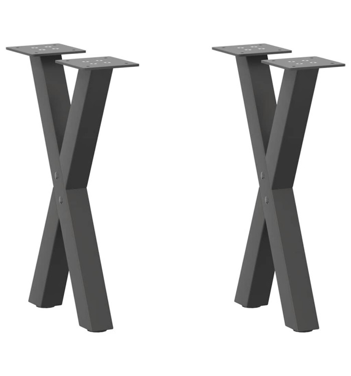 Pieds de table basse en forme de X, 2 pièces, anthracite, 28 x (42-43) cm, acier | Mobilier & Déco