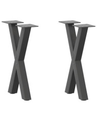 Pieds de table basse en forme de X, 2 pièces, anthracite, 28 x (42-43) cm, acier | Mobilier & Déco
