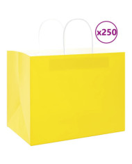 Sacs en papier 250 pcs avec poignées jaune 32x22x24 cm | Mobilier & Déco