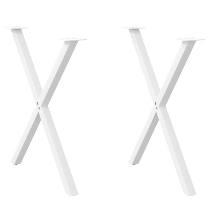 Pieds de table à manger en forme de X, 2 pièces, blanc, 70 x (72-73) cm, acier | Mobilier & Déco