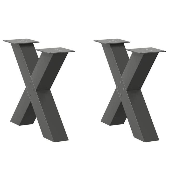 Pieds de table basse en forme de X, 2 pièces, anthracite, 60 x (42-43) cm, acier | Mobilier & Déco