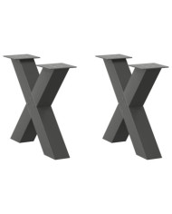Pieds de table basse en forme de X, 2 pièces, anthracite, 60 x (42-43) cm, acier | Mobilier & Déco