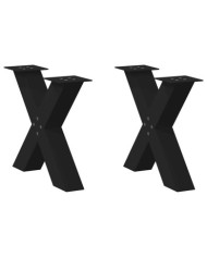 Pieds de table basse en forme de X, 2 pièces, noir, 60 x (42-43) cm, acier | Mobilier & Déco