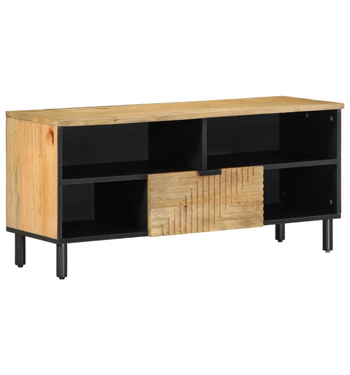 Meuble TV marron 100x33x46 cm bois massif de manguier | Mobilier & Déco