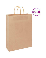 Sacs en papier 250 pcs avec poignées marron 32x12x42 cm | Mobilier & Déco