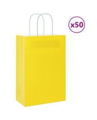 Sacs en papier 50 pcs avec poignées jaune 21x11x31 cm | Mobilier & Déco