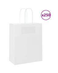 Sacs en papier 250 pcs avec poignées marron 18x8x22 cm | Mobilier & Déco