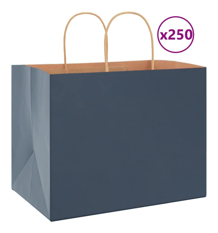 Sacs en papier 250 pcs avec poignées bleu 32x22x24 cm | Mobilier & Déco