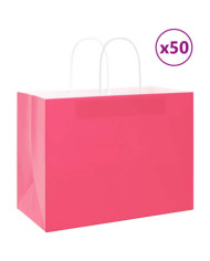 Sacs en papier 50 pcs avec poignées rose 32x17x25 cm | Mobilier & Déco