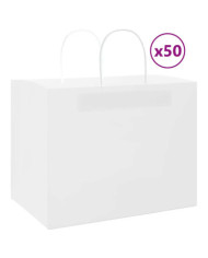 Sacs en papier 50 pcs avec poignées blanc 32x22x24 cm | Mobilier & Déco