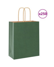 Sacs en papier Bags pcs avec poignées vert 18x8x22 cm | Mobilier & Déco