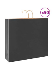 Sacs en papier 50 pcs avec poignées noir 54x15x49 cm | Mobilier & Déco