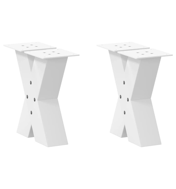 Pieds de table basse en forme de X, 2 pièces, blanc, 30 x (30-31) cm, acier | Mobilier & Déco