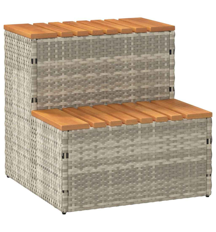 Marche bain à remous gris clair 50x50x50,5 cm acacia massif | Mobilier & Déco