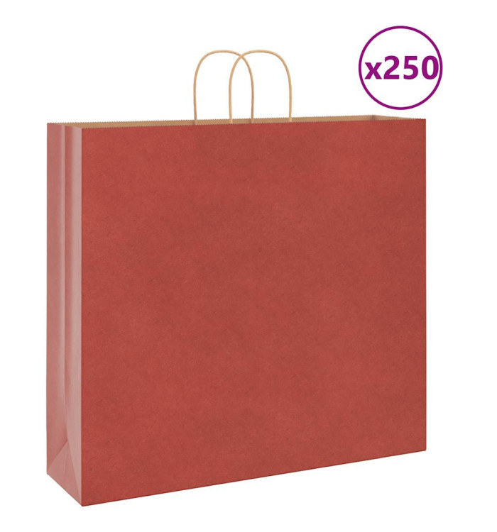 Sacs en papier 250 pcs avec poignées rouge 54x15x49 cm | Mobilier & Déco
