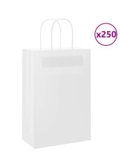Sacs en papier 250 pcs avec poignées blanc 21x11x31 cm | Mobilier & Déco