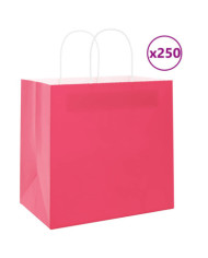 Sacs en papier 250 pcs avec poignées rose 26x17x25 cm | Mobilier & Déco