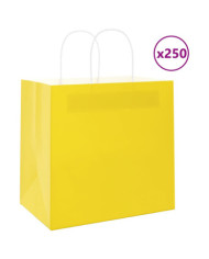 Sacs en papier 250 pcs avec poignées jaune 26x17x25 cm | Mobilier & Déco