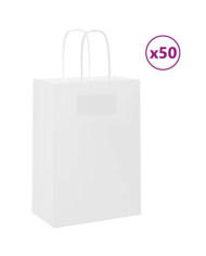 Sacs en papier 50 pcs avec poignées blanc 15x8x21 cm | Mobilier & Déco