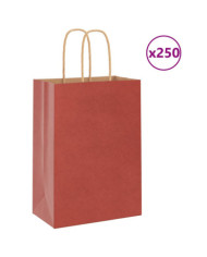 Sacs en papier 250 pcs avec poignées rouge 15x8x21 cm | Mobilier & Déco