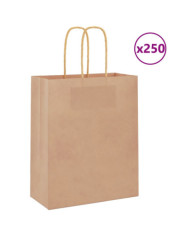 Sacs en papier 250 pcs avec poignées marron 18x8x22 cm | Mobilier & Déco