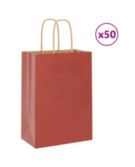 Sacs en papier 50 pcs avec poignées rouge 15x8x21 cm | Mobilier & Déco