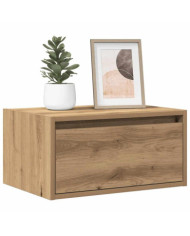Table de chevet murale avec lumières LED chêne artisanal | Mobilier & Déco